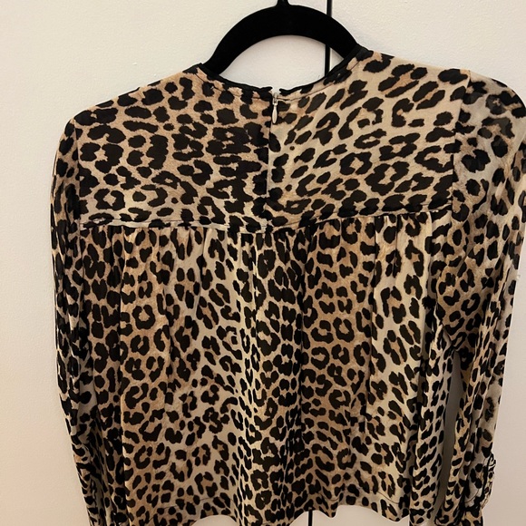 Ganni crop sleeve leopard top - Picture 2 of 4